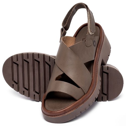 Sandália   Boho Salto de 5 cm em Couro Marrom - Codigo - 153047