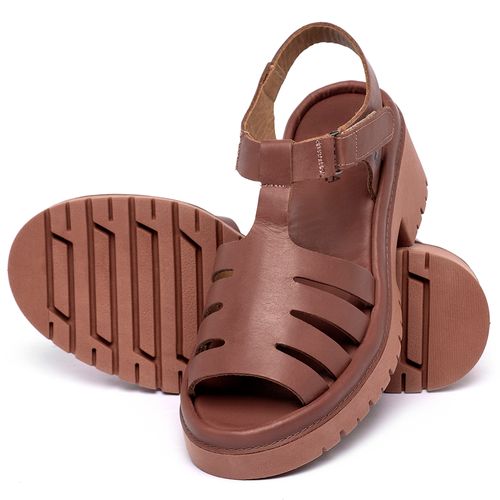 Sandália   Boho Salto de 5 cm em Couro Terracota - Codigo - 153064