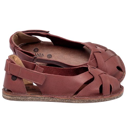 Sandália Rasteira   Flat em Couro Vermelho - Codigo - 156027
