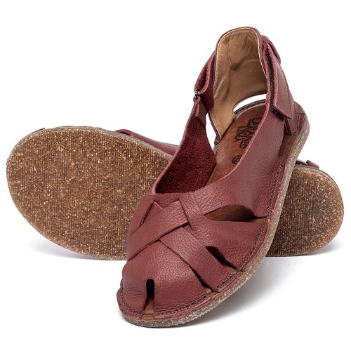 Sandália Rasteira   Flat em Couro Vermelho - Codigo - 156027