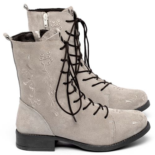 Bota   Cano Médio Salto de 3 cm em Couro Off-White - Codigo - 156040