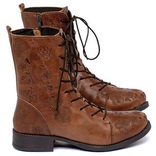 Bota   Cano Médio Salto de 3 cm em Couro Marrom - Codigo - 156040