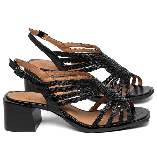 Sandália   Laranja Lima Shoes Classic Salto de 5 cm em Couro Preto - Codigo - 157016
