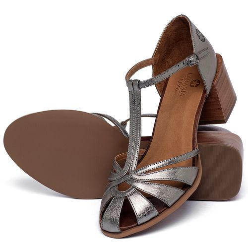Sandália   Laranja Lima Shoes Classic Salto de 4 cm em Couro Metalizado - Codigo - 3886