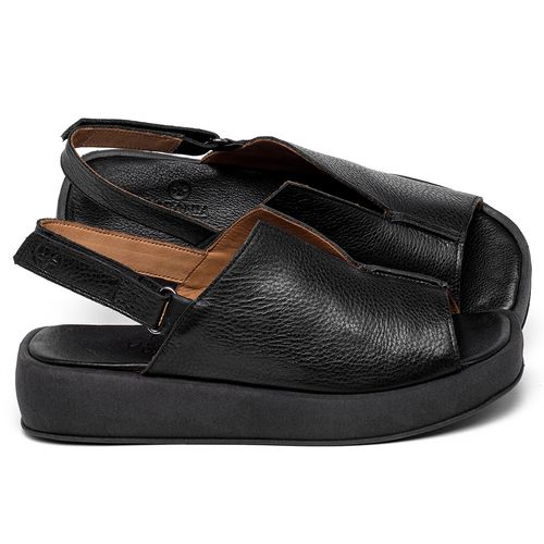 Sandália   Boho Salto de 4 cm em Couro Preto - Codigo - 3917