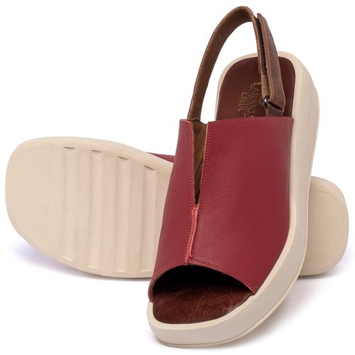 Sandália   Boho Salto de 4 cm em Couro Vermelho - Codigo - 3917