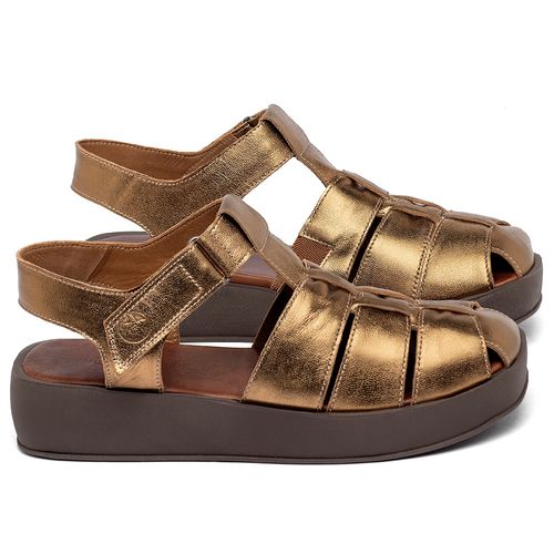 Sandália   Boho Salto de 4 cm em Couro Metalizado - Codigo - 3973