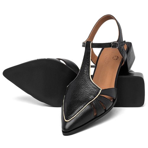 Scarpin   Bico Fino Salto de 3 cm em Couro Preto - Codigo - 3939