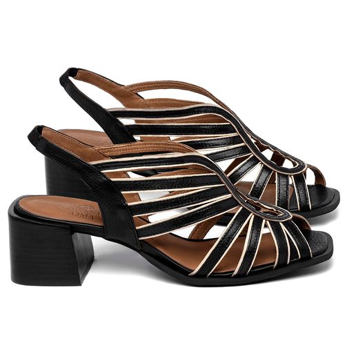 Sandália   Laranja Lima Shoes Classic Salto de 5 cm em Couro Preto - Codigo - 3836