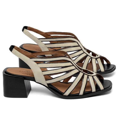 Sandália   Laranja Lima Shoes Classic Salto de 5 cm em Couro Off-White - Codigo - 3836