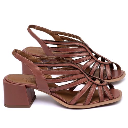 Sandália   Laranja Lima Shoes Classic Salto de 5 cm em Couro Terracota - Codigo - 3836