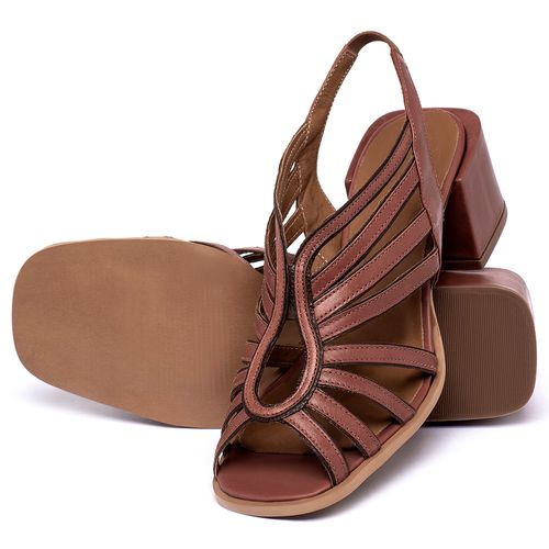 Sandália   Laranja Lima Shoes Classic Salto de 5 cm em Couro Terracota - Codigo - 3836