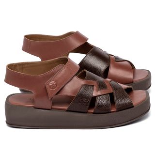 Sandália   Boho Salto de 4 cm em Couro Terracota - Codigo - 3922