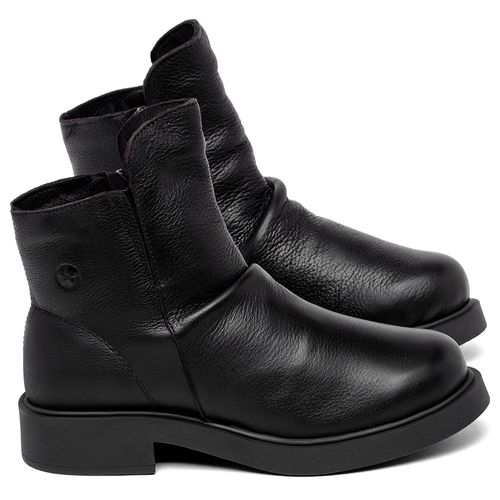 Bota   Cano Curto Salto de 2 cm em Couro Preto - Codigo - 156094