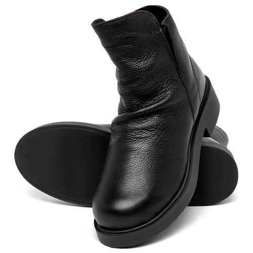 Bota   Cano Curto Salto de 2 cm em Couro Preto - Codigo - 156094