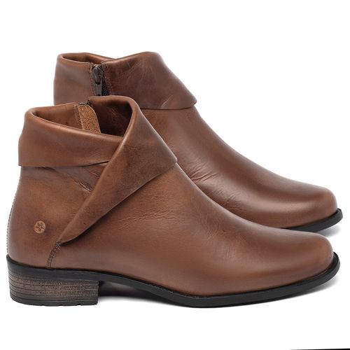 Bota   Cano Curto Salto de 2 cm em Couro Marrom - Codigo - 152007