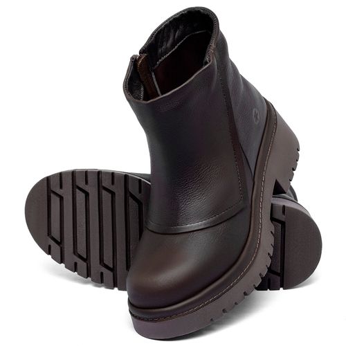 Bota   Cano Curto Salto de 4 cm em Couro Café - Codigo - 153085