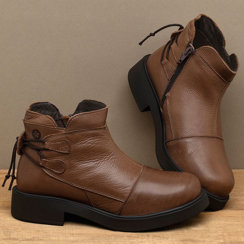 Laranja_Lima_Shoes_Sapatos_Femininos__-Bota---Cano-Curto-Salto-de-2-cm-em-Couro-Marrom---Codigo---156092_3