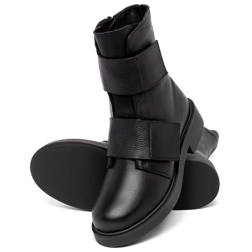 Bota   Cano Médio Salto de 2 cm em Couro Preto - Codigo - 156096