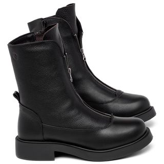 Bota   Cano Médio Salto de 2 cm em Couro Preto - Codigo - 156100