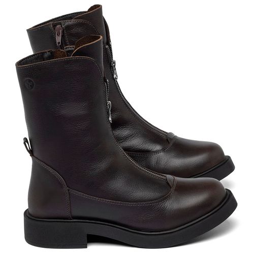 Bota   Cano Médio Salto de 2 cm em Couro Café - Codigo - 156100