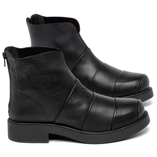 Bota   Cano Curto Salto de 2 cm em Couro Preto - Codigo - 156104