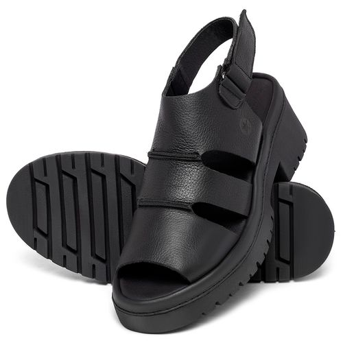 Sandália   Boho Salto de 5 cm em Couro Preto - Codigo - 153065