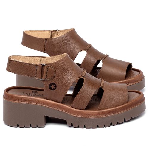 Sandália   Boho Salto de 5 cm em Couro Marrom - Codigo - 153065