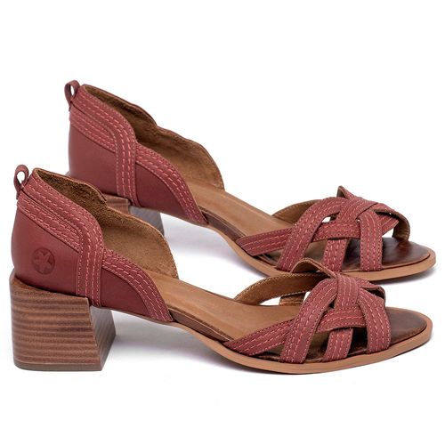 Sandália   Laranja Lima Shoes Classic Salto de 5 cm em Couro Vermelho - Codigo - 3871