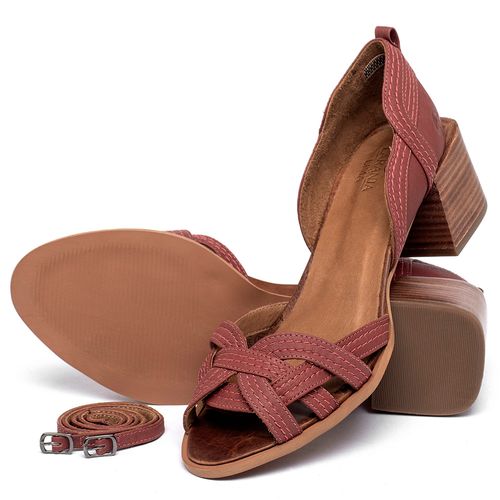 Sandália   Laranja Lima Shoes Classic Salto de 5 cm em Couro Vermelho - Codigo - 3871