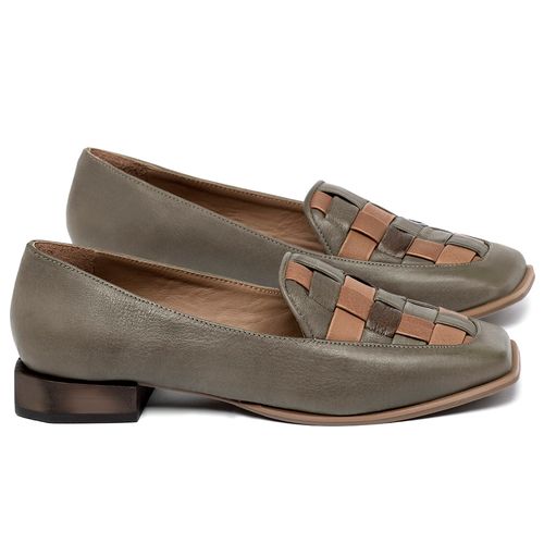 Mocassim Salto de 2 cm em Couro Musgo - Codigo - 9625