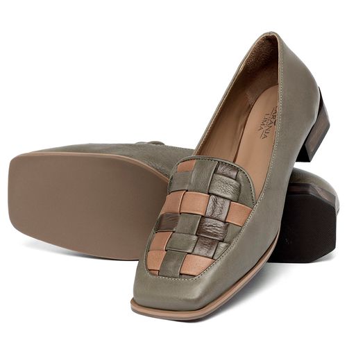 Mocassim Salto de 2 cm em Couro Musgo - Codigo - 9625