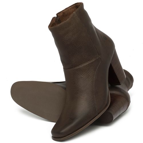 Bota   Cano Curto Salto de 7 cm em Couro Café - Codigo - 152003