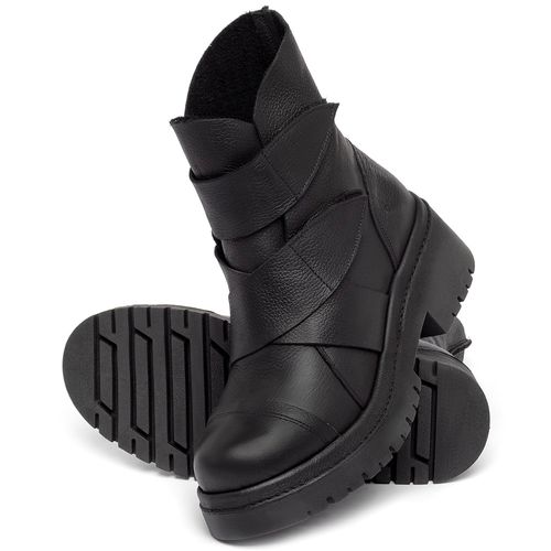 Bota   Cano Médio Salto de 4 cm em Couro Preto - Codigo - 153031