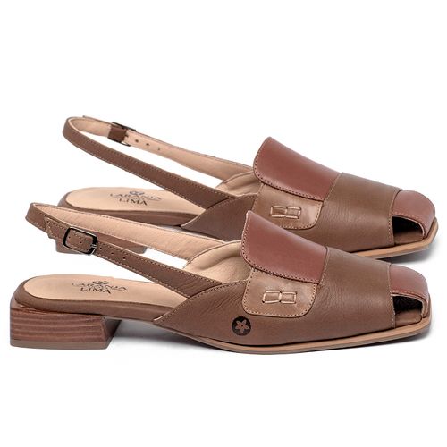 Scarpin   Bico Quadrado Salto de 2 cm em Couro Marrom - Codigo - 9657