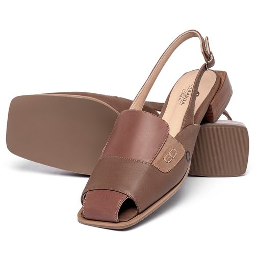Scarpin   Bico Quadrado Salto de 2 cm em Couro Marrom - Codigo - 9657