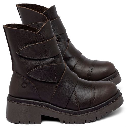 Bota   Cano Médio Salto de 4 cm em Couro Café - Codigo - 153031