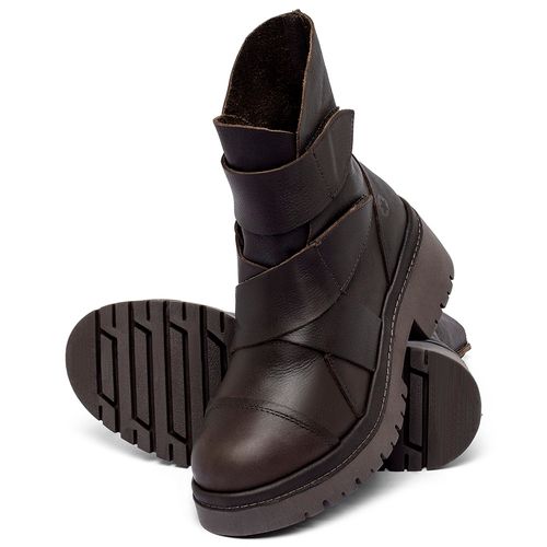 Bota   Cano Médio Salto de 4 cm em Couro Café - Codigo - 153031