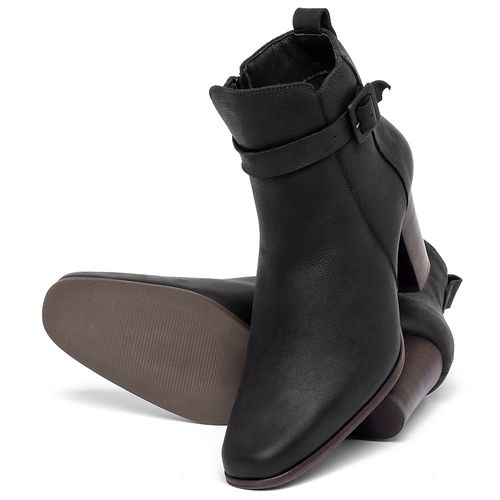 Bota   Cano Curto Salto de 7 cm em Couro Preto - Codigo - 152030