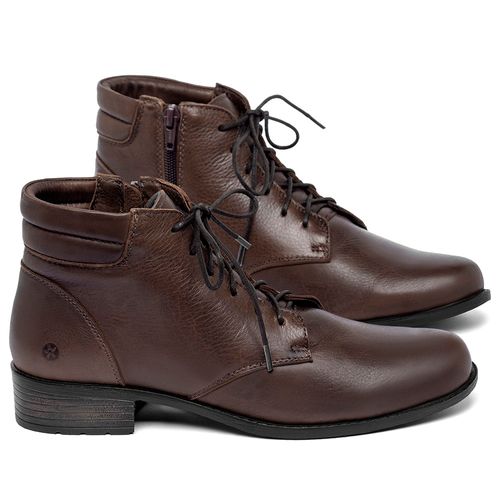 Bota   Cano Curto Salto de 3 cm em Couro Café - Codigo - 152004