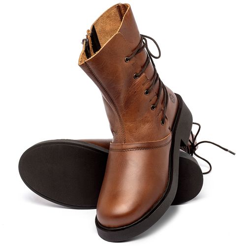 Bota   Cano Médio Salto de 2 cm em Couro Marrom - Codigo - 156095