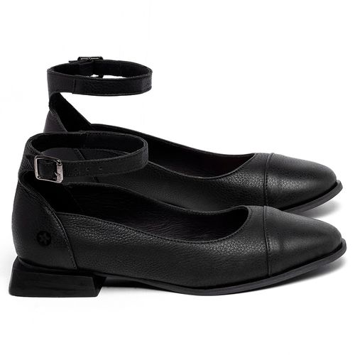Mocassim Salto de 2 cm em Couro Preto - Codigo - 9663