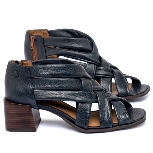 Sandália   Laranja Lima Shoes Classic Salto de 6 cm em Couro Marinho - Codigo - 3829