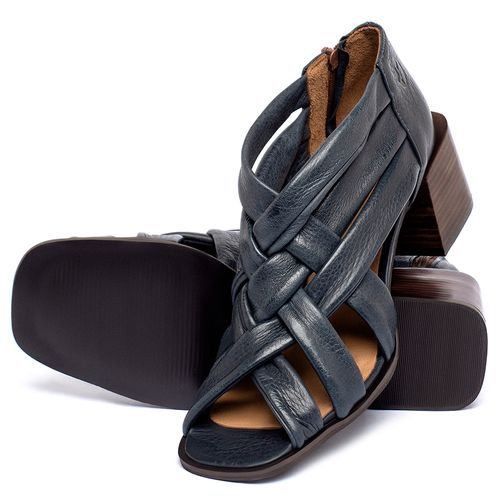 Sandália   Laranja Lima Shoes Classic Salto de 6 cm em Couro Marinho - Codigo - 3829