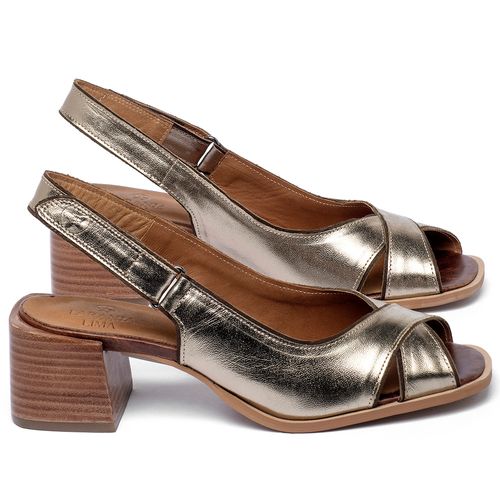Sandália   Laranja Lima Shoes Classic Salto de 5 cm em Couro Metalizado - Codigo - 3872