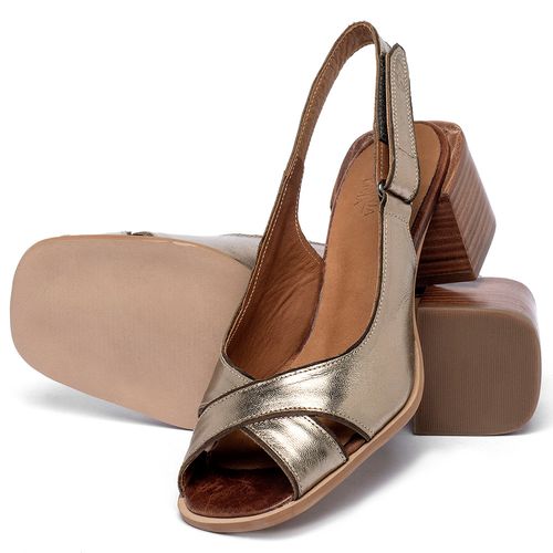 Sandália   Laranja Lima Shoes Classic Salto de 5 cm em Couro Metalizado - Codigo - 3872