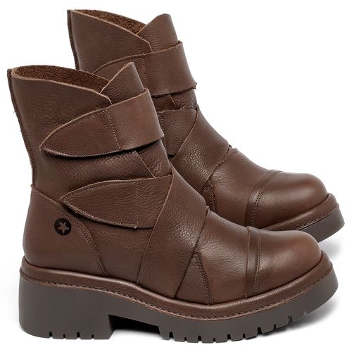 Bota   Cano Médio Salto de 4 cm em Couro Marrom - Codigo - 153031