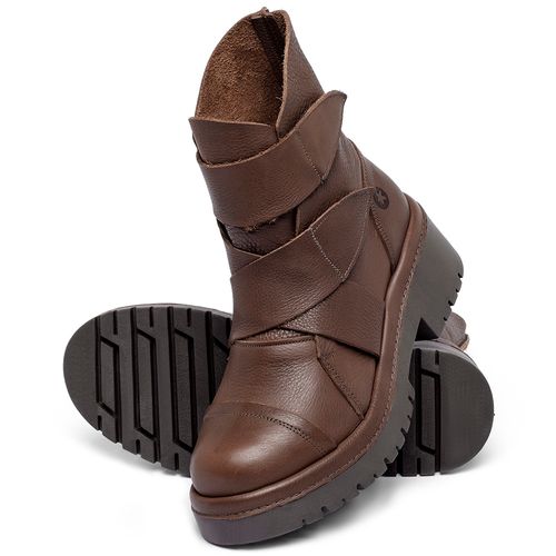 Bota   Cano Médio Salto de 4 cm em Couro Marrom - Codigo - 153031