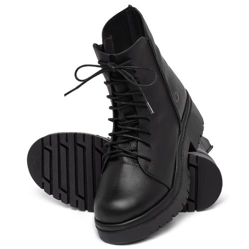 Bota   Cano Médio Salto de 4 cm em Couro Preto - Codigo - 153087