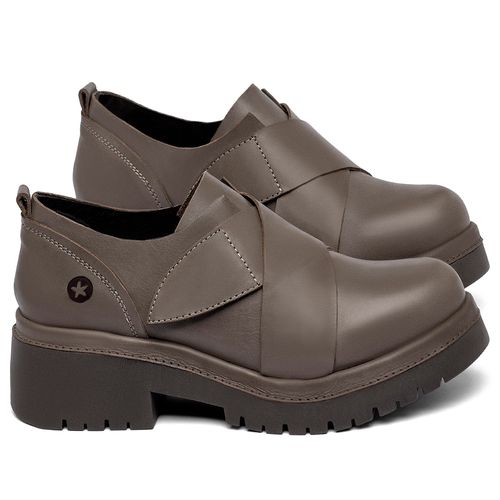 Bota   Cano Curto Salto de 4 cm em Couro Cinza - Codigo - 153090